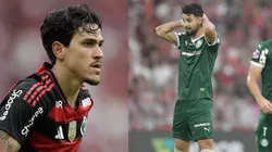 Pedro e Flaco López se enfrentaram em Flamengo x Palmeiras - Fotos: Thiago Ribeiro/AGIF