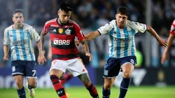 Erick Pulgar jogador do Flamengo durante partida contra o Racing no estadio El Cilindro pelo campeonato Libertadores 2023. Foto: Fotobairesarg/AGIF