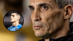 Vojvoda e Gabriel Brazão durante partida contra o Vitória, na Vila Belmiro, pelo Brasileirão. Fotos: Raul Baretta/Santos FC