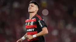 Luiz Araujo, jogador do Flamengo, durante partida contra o Atletico-MG no estadio Maracana pelo campeonato Brasileiro A 2025. Foto: Thiago Ribeiro/AGIF