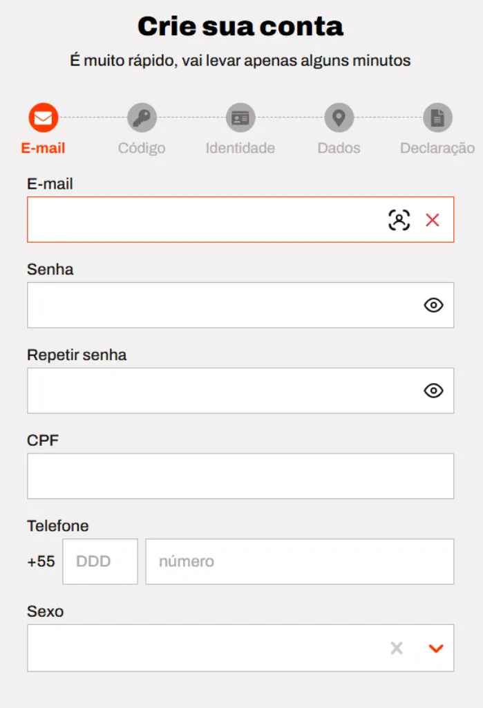 Cadastro na BetWarrior