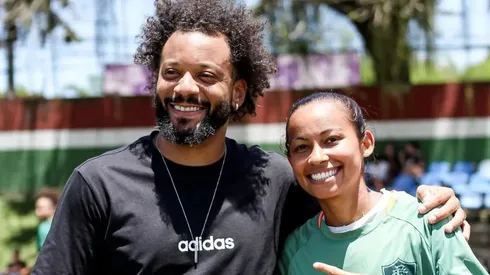 Marcelo visitou a equipe feminina do Fluminense - Foto: Leonardo Brasil/Fluminense
