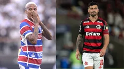 Deyverson e Arrascaeta vão se enfrentar na Arena Castelão - Fotos: Alan Morici/AGIF e Jorge Rodrigues/AGIF