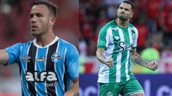 Arthur e Gilberto vão se enfrentar em Grêmio x Juventude - Fotos: Liamara Polli/AGIF e Maxi Franzoi/AGIF