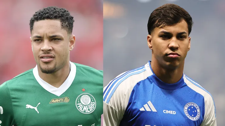 Vitor Roque e Kaio Jorge vão as referências de Palmeiras e Cruzeiro - Fotos: Thiago Ribeiro/AGIF e Gilson Lobo/AGIF