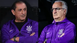 Ramón Díaz e Dorival Júnior, técnicos do Corinthians em 2024 e 2025, respectivamente. Fotos: Ettore Chiereguini/AGIF e Fabio Giannelli/AGIF