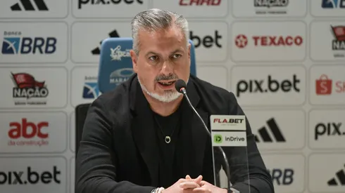 José Boto durante coletiva do Flamengo. Foto: Thiago Ribeiro/AGIF