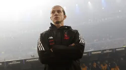 AVELLANEDA, ARGENTINA - OCTOBER 29: Filipe Luis, Head Coach of Flamengo, reacts prior to the Copa CONMEBOL Libertadores 2025 Semi-final second leg match between Racing Club and Flamengo at Presidente Peron Stadium on October 29, 2025 in Avellaneda, Argentina. (Photo by Marcos Brindicci/Getty Images)