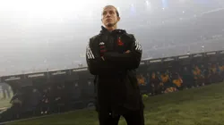 AVELLANEDA, ARGENTINA - OCTOBER 29: Filipe Luis, Head Coach of Flamengo, reacts prior to the Copa CONMEBOL Libertadores 2025 Semi-final second leg match between Racing Club and Flamengo at Presidente Peron Stadium on October 29, 2025 in Avellaneda, Argentina. (Photo by Marcos Brindicci/Getty Images)