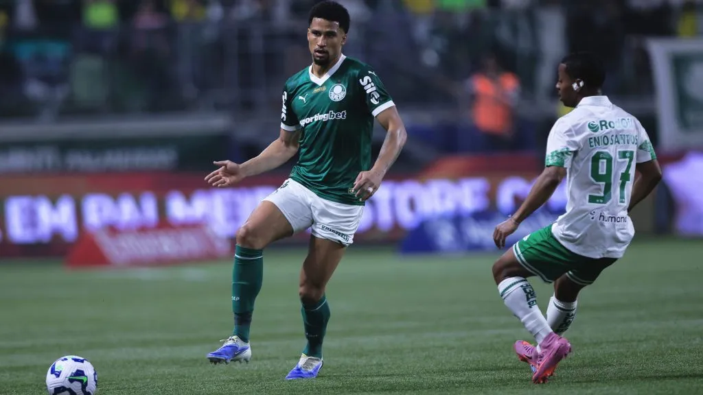 Murilo, jogador do Palmeiras, durante partida contra o Juventude no estadio Arena Allianz Parque pelo campeonato Brasileiro A 2025. Foto: Ettore Chiereguini/AGIF