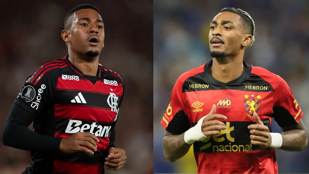 Flamengo x Sport se enfrentam pela 31ª rodada do Brasileirão. Fotos: Jorge Rodrigues/AGIF e Gilson Lobo/AGIF