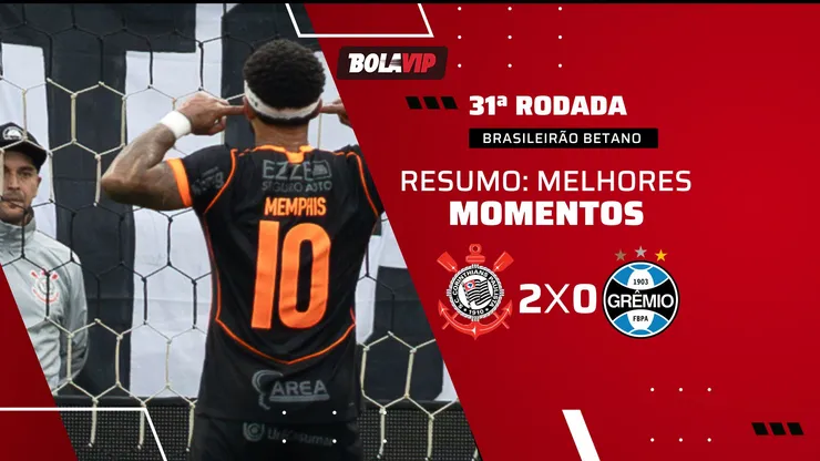 Memphis Depay volta a marcar e Corinthians vence o Grêmio pelo Brasileirão Betano. Foto: Joisel Amaral/AGIF