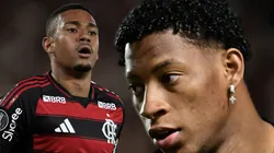 Samuel Lino desabafa sobre Plata na coletiva após jogo do Flamengo - Fotos: Jorge Rodrigues/AGIF e Jota Erre/AGIF