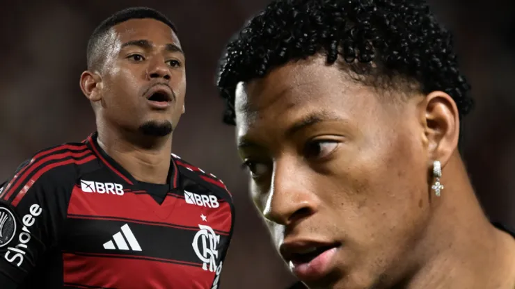 Samuel Lino desabafa sobre Plata na coletiva após jogo do Flamengo - Fotos: Jorge Rodrigues/AGIF e Jota Erre/AGIF
