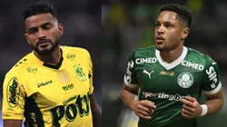 Reinaldo e Vitor Roque vão se enfrentar em Mirassol x Palmeiras - Fotos: Ettore Chiereguini/AGIF e Anderson Romão/AGIF