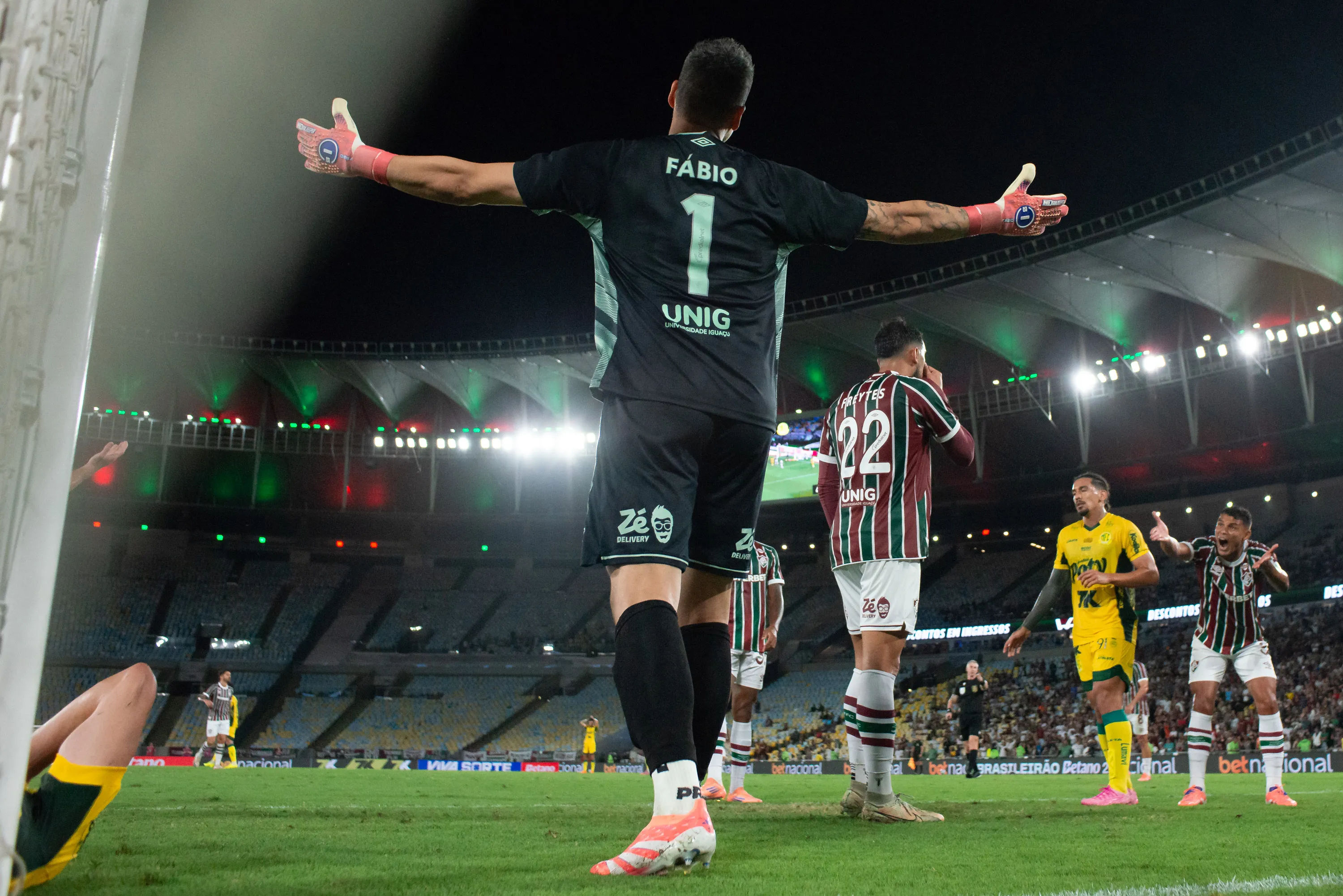 Fabio goleiro do Fluminense durante partida contra o Mirassol no estadio Maracana pelo campeonato Brasileiro A 2025. Foto: Jorge Rodrigues/AGIF