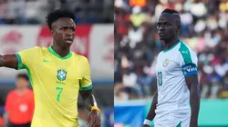Vini Jr e Sadio Mané são as estrelas de ambas as seleções. Fotos: Koji Watanabe/Getty Images) - Xaume Olleros/Getty Images