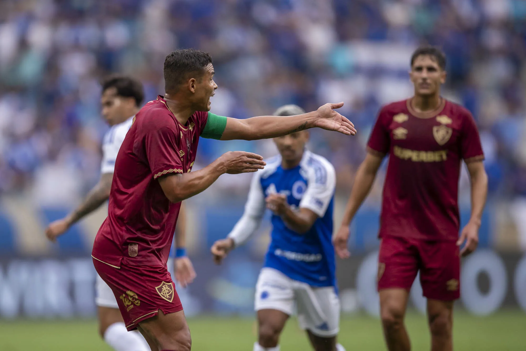 Thiago Silva durante a partida contra o Cruzeiro. Foto: Fernando Moreno/AGIF