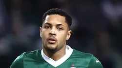 SP - SAO PAULO - 01/10/2025 - BRASILEIRO A 2025, PALMEIRAS X VASCO - Vitor Roque jogador do Palmeiras durante partida contra o Vasco no estadio Arena Allianz Parque pelo campeonato Brasileiro A 2025.