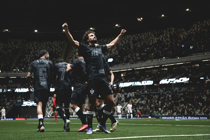 Igor Gomes marcou um dos gols da vitória do Galo sobre o Bragantino, no 1º turno do Brasileirão. Foto: Pedro Souza/Atlético