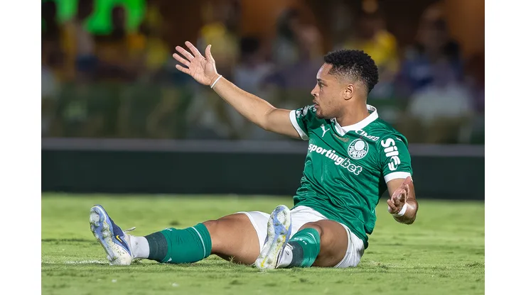 SP - MIRASSOL - 09/11/2025 - BRASILEIRO A 2025, MIRASSOL X PALMEIRAS -Vitor Roque jogador do Palmeiras durante partida contra o Mirassol no estadio Jose Maria de Campos Maia pelo campeonato Brasileiro A 2025. Foto: Joisel Amaral/AGIF