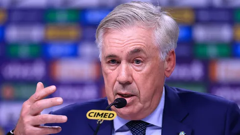 Ancelotti durante coletiva. Photo by Buda Mendes/Getty Images