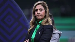 Leila Pereira antes do jogo do Palmeiras