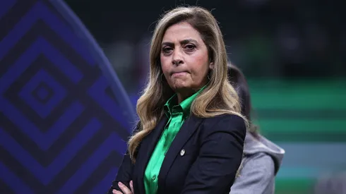 Leila Pereira antes do jogo do Palmeiras