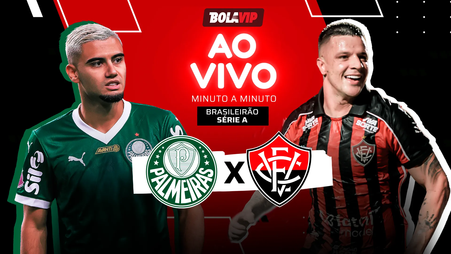 Palmeiras x Vitória foi transmitido ao vivo pelo Bolavip Brasil. Fotos: Ettore Chiereguini e Jhony Pinho/AGIF