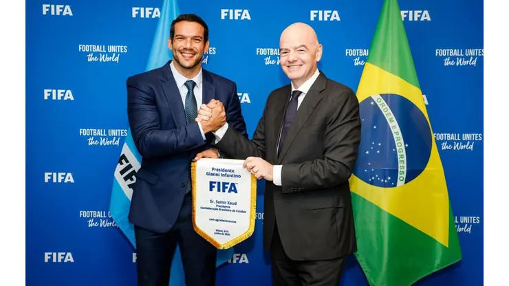 Samir Xaud e Gianni Infantino. Foto: Divulgação/FIFA
