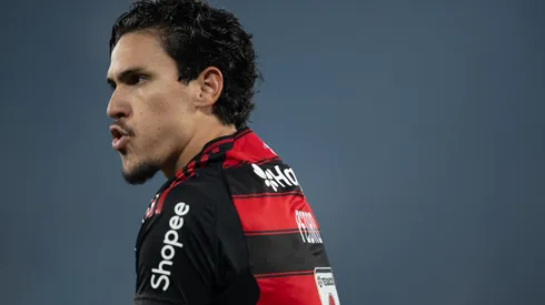 Pedro, jogador do Flamengo, comemora seu gol durante partida contra o Vitoria no estadio Maracana pelo campeonato Brasileiro A 2025. Foto: Jorge Rodrigues/AGIF