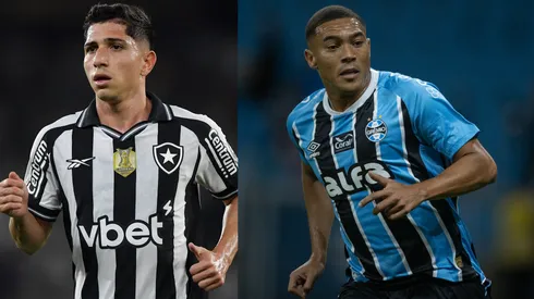 Savarino e Carlos Vinícius vão se enfrentar em Botafogo x Grêmio - Fotos: Thiago Ribeiro/AGIF e Liamara Polli/AGIF