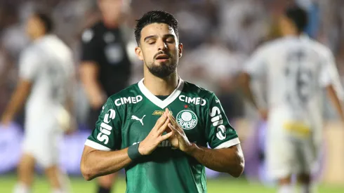 Flaco durante partida do Verdão na Vila Belmiro