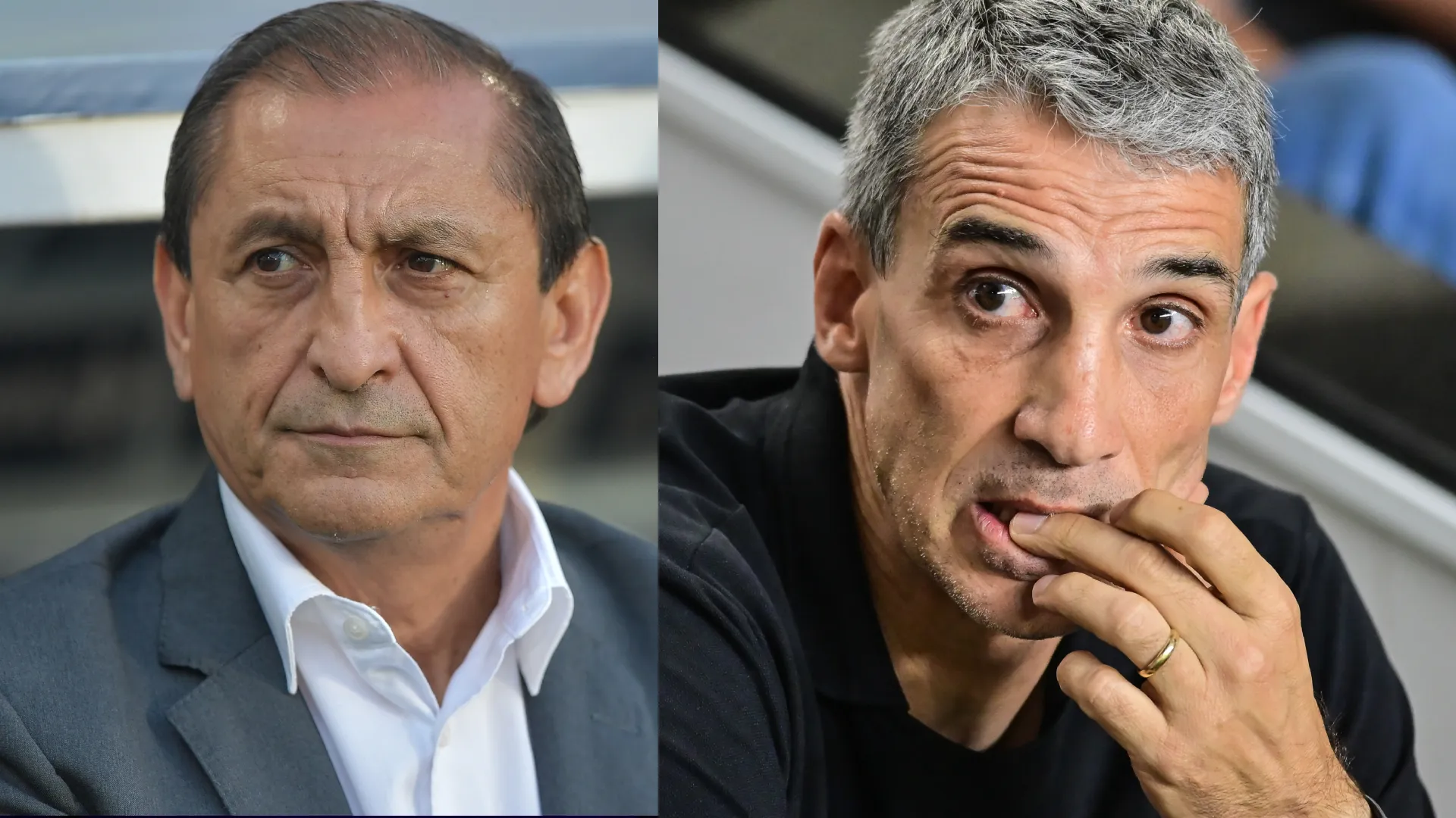 Ramón Díaz e Vojvoda travam disputa na luta contra o Z-4 – Fotos: Thiago Ribeiro/AGIF e Jota Erre/AGIF