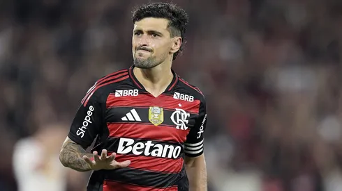 Arrascaeta jogador do Flamengo comemora seu gol durante partida contra o Bragantino - Foto: Alexandre Loureiro/AGIF