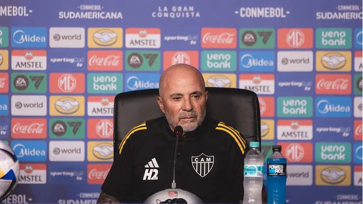 Sampaoli durante coletiva após a final. Foto: Pedro Souza/Atlético-MG