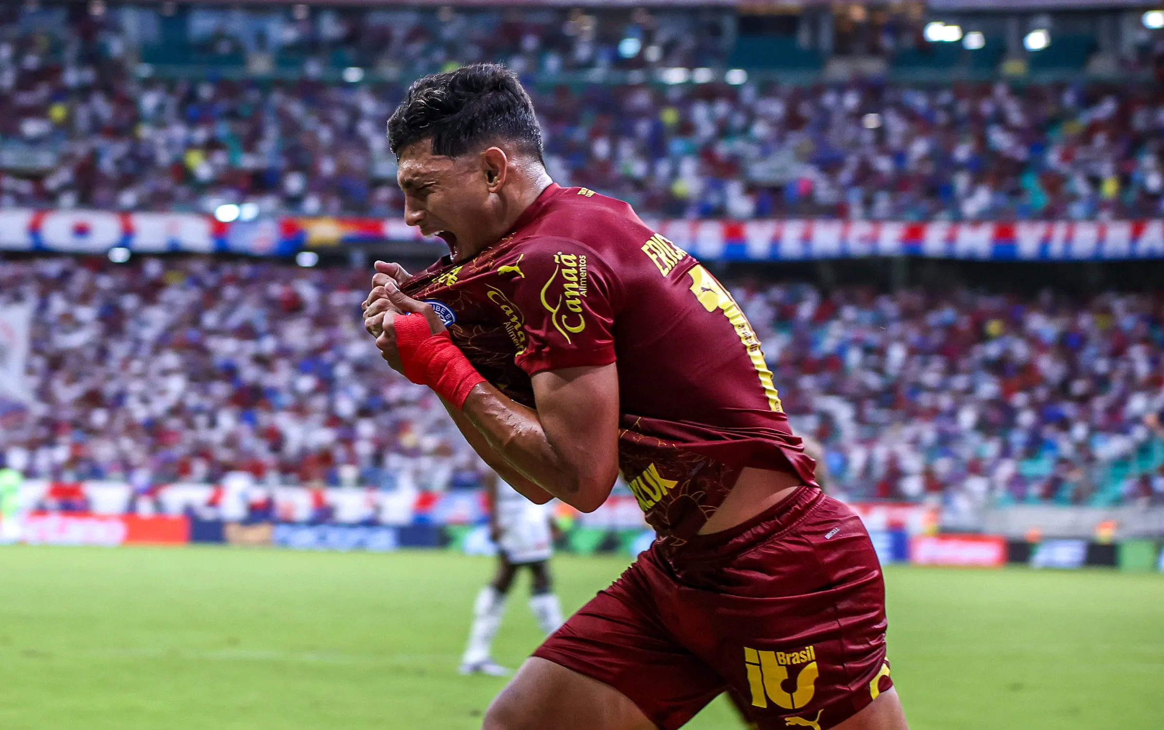 Pulga comemora primeiro gol do Bahia sobre o Vasco. Foto: Marcio Jose/AGIF