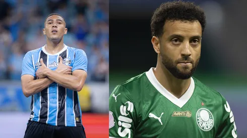 Grêmio e Palmeiras vão se enfrentar nesta terça-feira (25), em Porto Alegre - Fotos: Maxi Franzoi/AGIF e Anderson Romão/AGIF