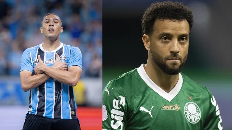 Grêmio e Palmeiras vão se enfrentar nesta terça-feira (25), em Porto Alegre - Fotos: Maxi Franzoi/AGIF e Anderson Romão/AGIF