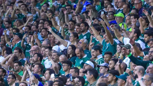Torcida do Palmeiras durante partida contra Sao Paulo no estadio Arena Allianz Parque pelo campeonato Paulista 2025. Foto: Marcello Zambrana/AGIF