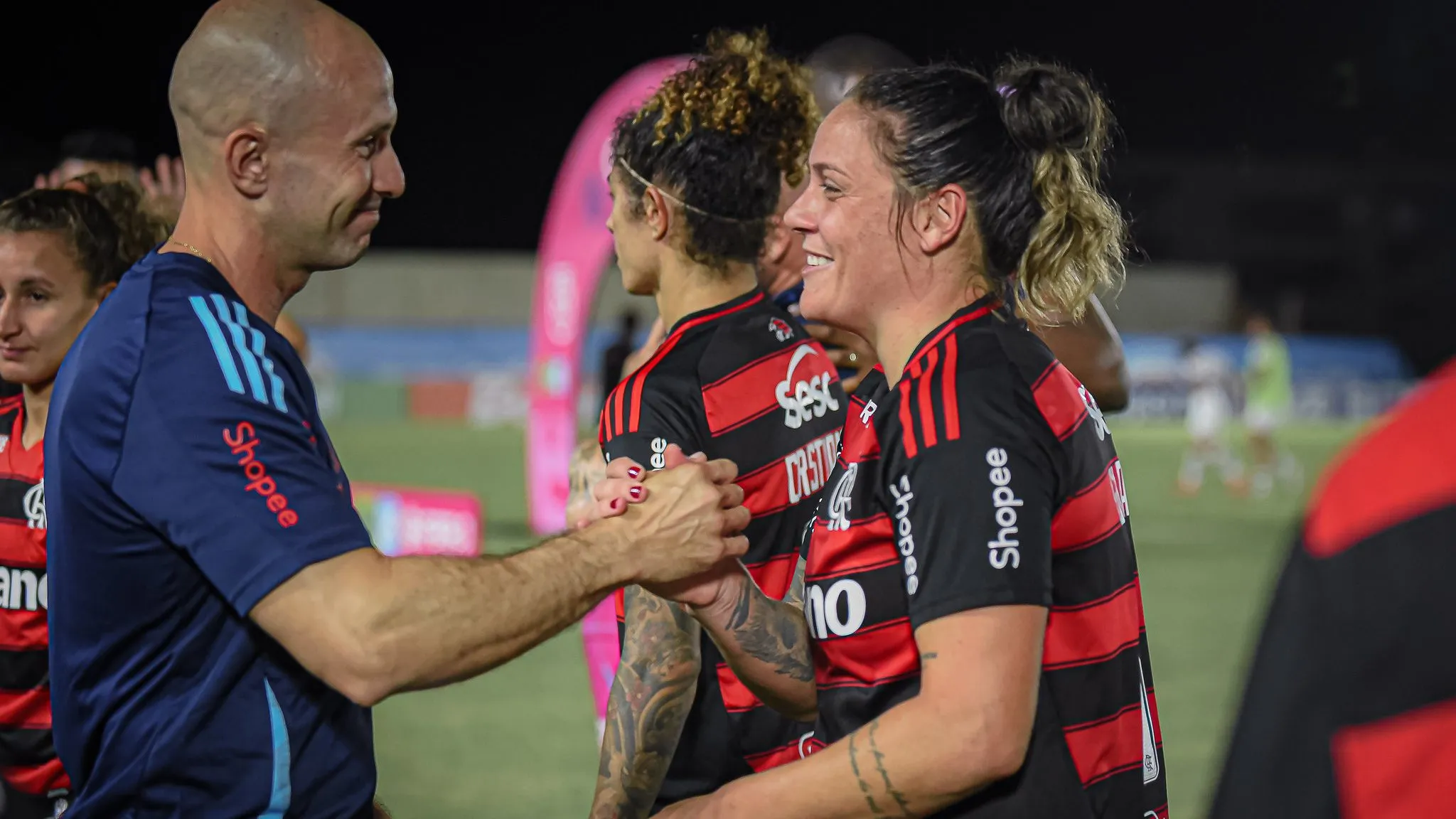 Celso Silva, técnico do Flamengo, e atacante Glaucia