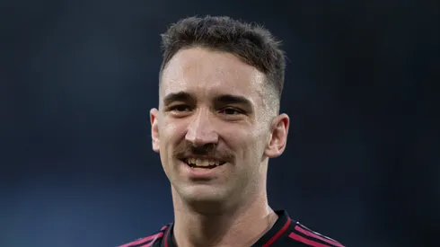 Leo Ortiz jogador do Flamengo durante partida contra o Gremio no estadio Maracana