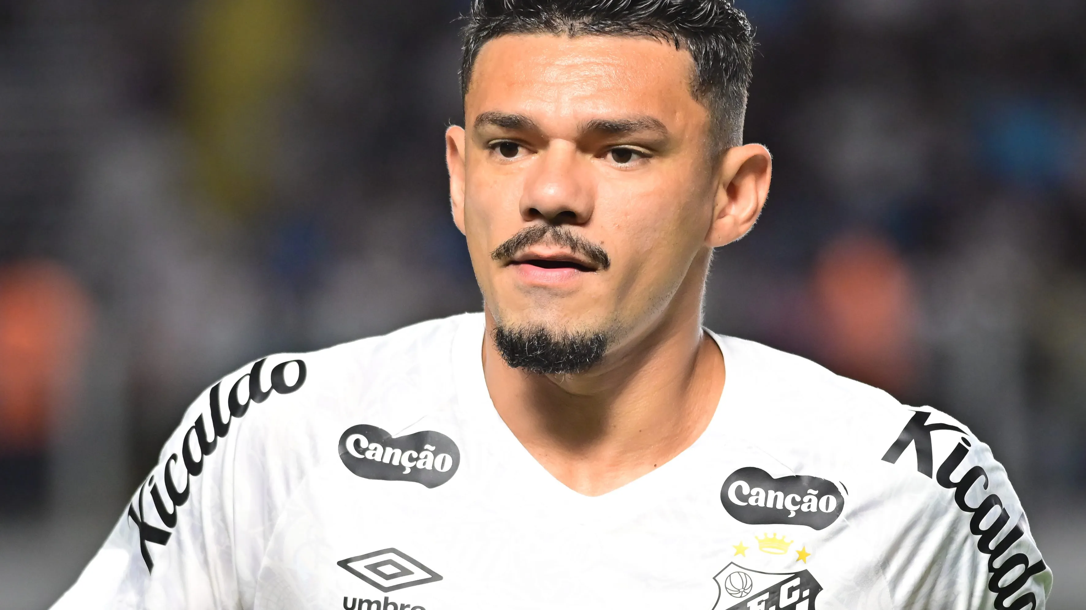 SP – SANTOS – 19/11/2025 – BRASILEIRO A 2025, SANTOS X MIRASSOL – Tiquinho Soares jogador do Santos durante aquecimento antes da partida contra o Mirassol no estadio Vila Belmiro pelo campeonato Brasileiro A 2025. Foto: Jota Erre/AGIF