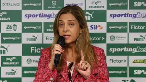 Leila Pereira durante entrevista na sede do Palmeiras - Foto: Cesar Greco/Palmeiras/by Canon