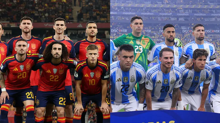Seleção da Espanha e Argentina. Foto: Franklin Jacome/Tan Jun/Getty Images