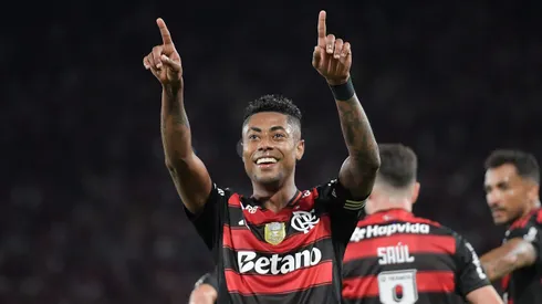 Bruno Henrique jogador do Flamengo comemora seu gol durante partida contra o Sport no estadio Maracana pelo campeonato Brasileiro A 2025. Foto: Thiago Ribeiro/AGIF