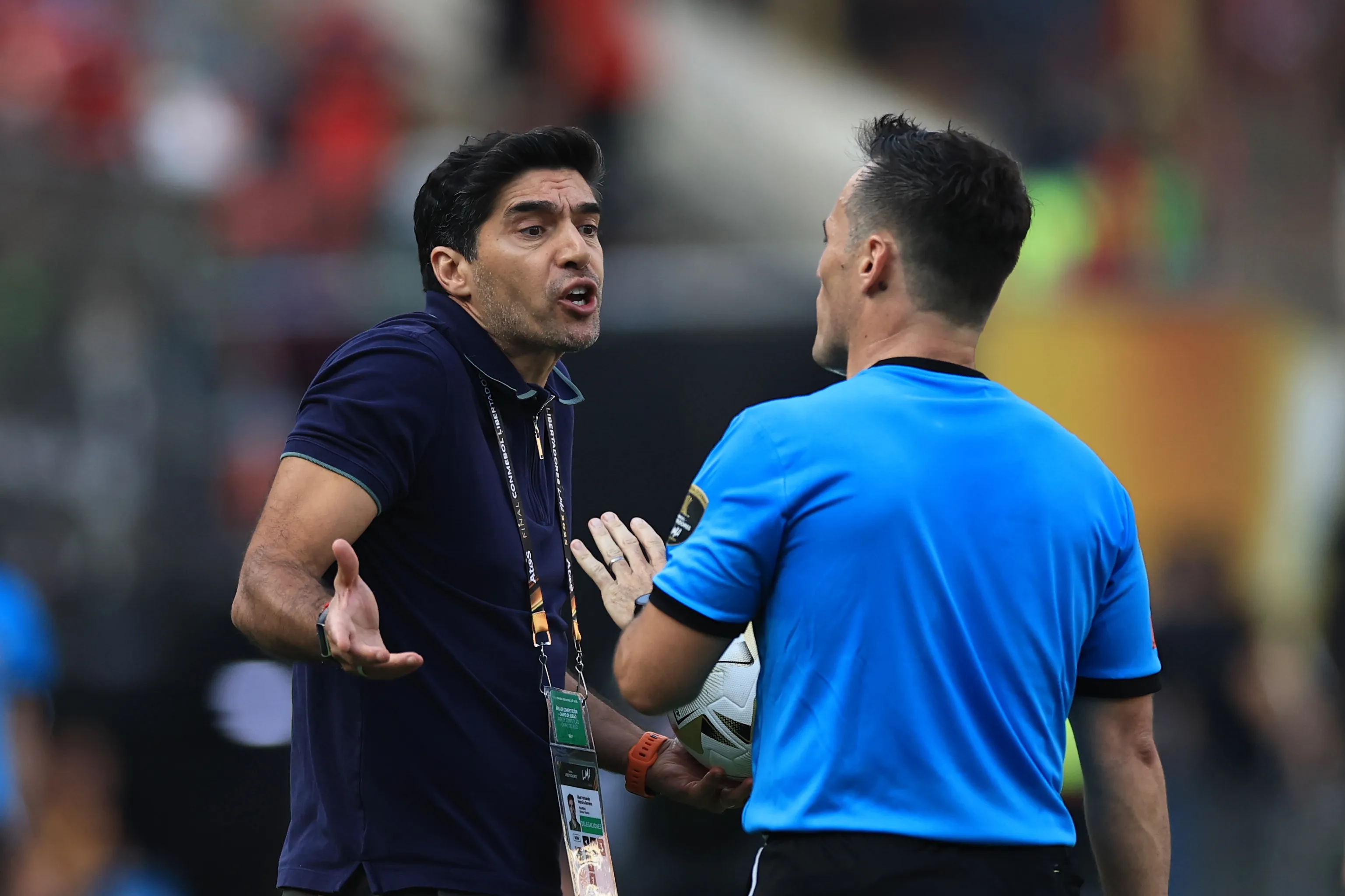 LIMA, PERU – NOVEMBER 29: Abel Ferreira, Head Coach of Palmeiras, reacts to assistant coach during the 2025 Copa CONMEBOL Libertadores Final match between Palmeiras and Flamengo at Estadio Monumental on November 29, 2025 in Lima, Peru.  (Photo by Buda Mendes/Getty Images)