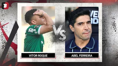Vitor Roque e Abel no Palmeiras. Foto: Hector Vivas/Getty Images