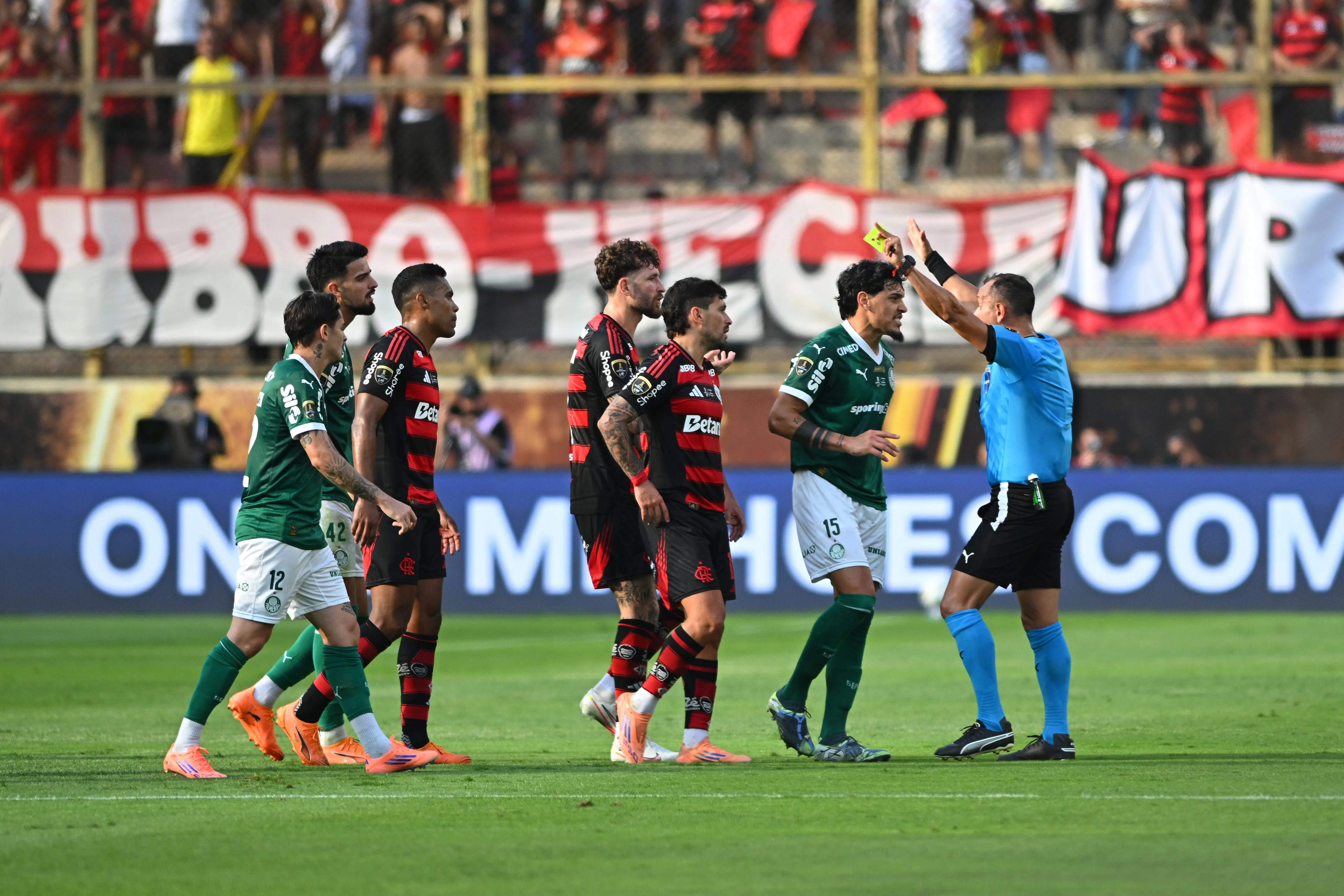 Darío Herrera não expulsou Pulgar em Palmeiras x Flamengo. Foto: Rodrigo Valle/Getty Images)