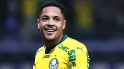 Vitor Roque jogador do Palmeiras durante partida contra o Fluminense no estadio Arena Allianz Parque pelo campeonato Brasileiro A 2025. Foto: Ettore Chiereguini/AGIF